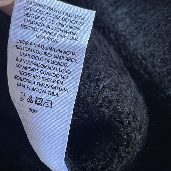 Time and Tru Sweater Womens Large Black Eyelash Fair Isle Side Slit Long Sleeve - Picture 6 of 11